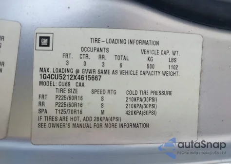 1999 Buick Park Avenue Ultra from USA, damaged, VIN 1G4CU5212X4615667